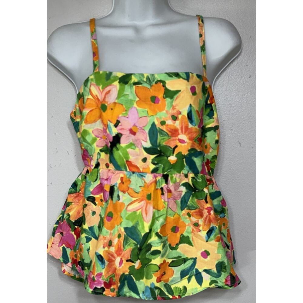 Sanctuary Cami Floral Print Tiered Top Shirt Linen Blend Women’s Size XXS NEW